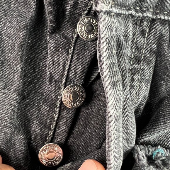 Levi's Jeans Women's 27x27* Big E Wedgie Straight Black Distressed Denim Tag 26 - Picture 5 of 16